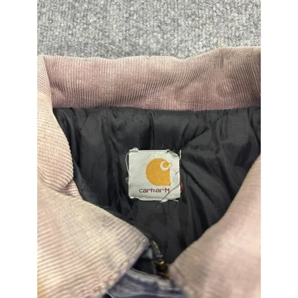 Carhartt Jacket Mens L Dark Navy Duck Quilt Lined Corduroy Collar C03 DNY